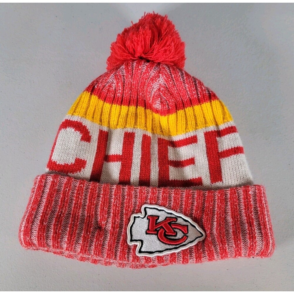 Kansas City Chiefs New Era NFL Cold Weather Knit Beanie Hat Pompom Unisex OSFM